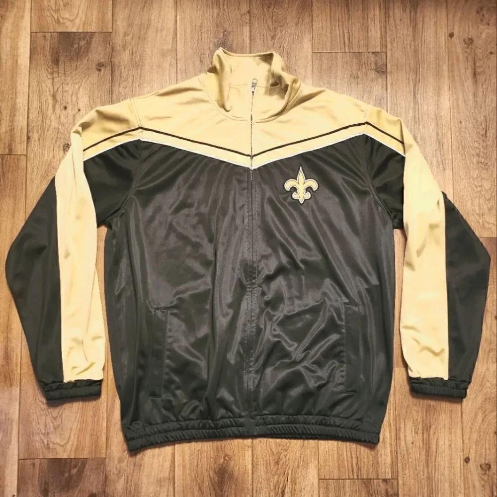 SAINTS NFL Track Jacket Full Zip Black Gold Size XL